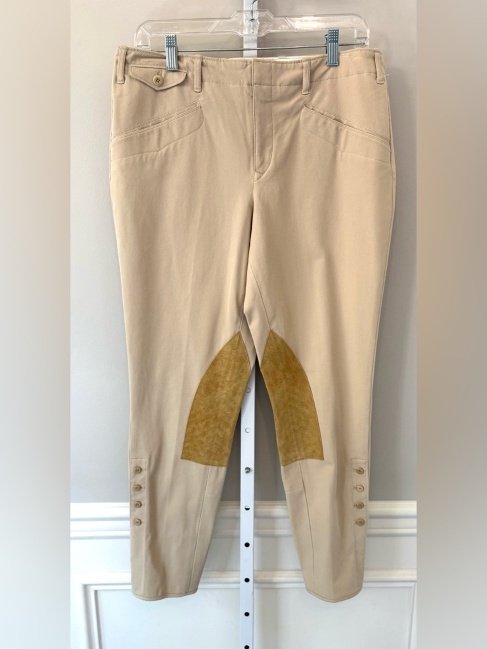 Ralph Lauren Sport Hacienda Beige Riding Breeches with Tan Knee Patches nwt